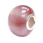 Queenberry Sterling Silver Round Roseline Pink Simulated Cat Eye European S