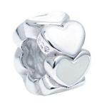 Queenberry Sterling Silver Endless Love White Heart European Style Bead Cha