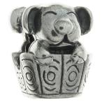 Queenberry Sterling Silver Happpy Dog in Basket European Style Bead Charm並行