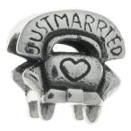 Queenberry Sterling Silver Just Married Love Heart European Style Bead Char