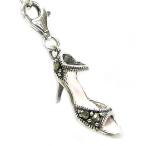 Queenberry Sterling Silver 3-D Marcasite High Heel 3D European Style Clasp