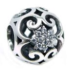 Queenberry Sterling Silver Ethnic Filigree Flower Cubic Zirconia European S