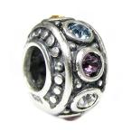 Queenberry Sterling Silver Cubic Zirconia Rondelle European Style Bead Char