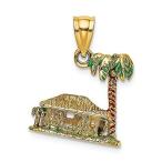 Finejewelers 14k Yellow Gold 3D Palm Tree Hut with Enamel Charm並行輸入品　送料無料