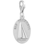 Rembrandt San Francisco Catamaran Disc Charm with Lobster Clasp, 14K White