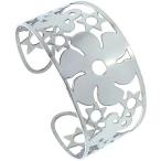 Sabrina Silver Stainless Wide Steel Cuff Bracelet for Women Butterflies Flo