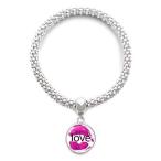 Valentine's Day Pink Lip Love Sliver Bracelet Pendant Jewelry Chain Adjusta