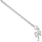 Sterling Silver Palm Tree Rolo Chain Anklet 10"並行輸入品　送料無料