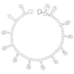 Sterling Silver Dangling Dollar Signs Anklet for Women 18mm drops fits 9-10