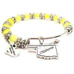 ChubbyChicoCharms Oklahoma State Lemon Yellow Glass Beaded Adjustable Bangl