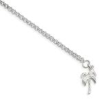 10 inch Sterling Silver Solid Polished Palm Tree Charm Anklet並行輸入品　送料無料