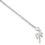 10 inch Sterling Silver Solid Polished Palm Tree Small Chain Anklet並行輸入品　送料