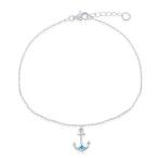 Beaux Bijoux Sterling Silver w/Created Blue Opal Anchor Adjustable 9+1" Nau