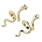 HUASAI Vintage Snake Ring for Women Punk Exaggerated Spirit Cobra Snake Rin