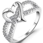 Jude Jewelers Silver Plated Heart Shape Split Shank Ring (Silver, 10)並行輸入品　