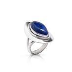 Koral Jewelry Lapis Lazuli Vintage Gipsy Ring 925 Sterling Silver Boho Chic