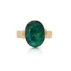 Koral Jewelry 14K Gold Plated Created Emerald Ethnic Ring Vintage Gipsy Boh