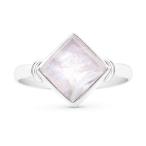 Koral Jewelry Square Cut Moonstone Ring 925 Sterling Silver Ethnic Vintage