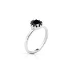 Koral Jewelry Black Onyx Crown Vintage Ring Round Stone 925 Sterling Silver