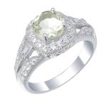 0.70 cttw Lemon Quartz Ring in .925 Sterling Silver with Rhodium Plating Ro