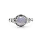 Koral Jewelry Moonstone Spiral Side Ring 925 Sterling Silver Vintage Gipsy