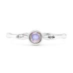 Koral Jewelry Moonstone Round Cut Stone Delicate Ring 925 Sterling Silver V