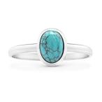 Koral Jewelry Oval Synthetic Turquoise Ethnic Delicate Ring 925 Sterling Si