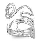 Flexible Adjustable Swirl Thumb Ring New .925 Sterling Silver Band Size 10並