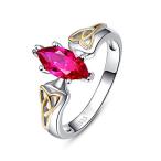 Merthus Anniversary Jewelry Synthetic Ruby 2 Tone Celtic Knot 925 Sterling