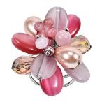 AeraVida Charming Pink Cluster Mix Stone Adjustable Statement Free Size Rin