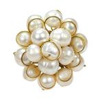 AeraVida Unique Round Front Cluster Cultured Freshwater Pearl Free Size Rin
