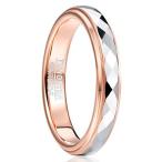 TUNGSTORY 4mm Rose Gold Plated Tungsten Carbide Ring for Women Polished Fin