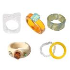 XUN Zhe Colorful Acrylic Chunky Rings Set,Transparent Resin Pull Finger Rin