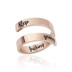 QEPOL Personality Adjustable Size Never Give up Bands Cool Stacking Silver