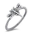 Oxidized Dragonfly Firefly Ring New .925 Sterling Silver Twisted Band Size