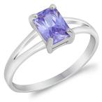 Simulated Lavender Solitaire Elegant Simple Ring .925 Sterling Silver Band