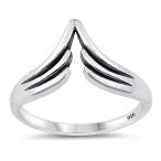 Unique Inverted Wing Chevron Ring New .925 Sterling Silver Band Size 6並行輸入品