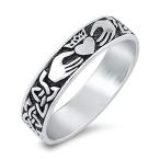 Celtic Triquetra Knot Claddagh Promise Ring New .925 Sterling Silver Band S