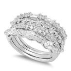 Stackable Wedding Set Clear CZ Unique Ring .925 Sterling Silver Band Size 1