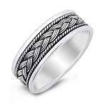 Ornate Celtic Knot Braid Unique Ring New .925 Sterling Silver Band Size 7並行