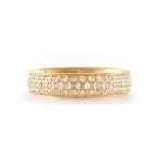 B.Tiff Yellow Gold Plated Stainless Steel 5mm Wide Three Row Pave Promise W