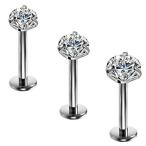 COCHARM 16G G23 Titanium Clear CZ Labret Monroe Lip Ring Studs Cartilage He