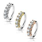 Bling Bling NY Unisex 5 Lined CZ Nose Hoops Bendable Rings with Five Prong