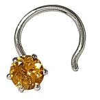 Diwani 14k Gold 4.0mm Natural Citrine Gemstone Engagement Wedding Nose Pier