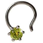 Diwani 14k Gold 3.0mm Natural Peridot Gemstone Engagement Wedding Nose Pier