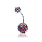 CrazyPiercing Crystal Belly Button Ring, Stainless Steel Navel Piercing Rin