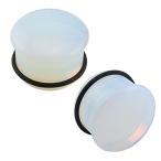 ZS Single Flare Clear Opalite Moonstone Ear Plugs and Tunnels with O-Ring S
