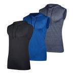 3 Pack: Men’s Dry Fit Moisture Wicking Hooded Tank Top Active Athletic Hood