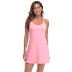 HDE Womens Exercise Workout Dress with Built-in Shorts Sleeveless Athletic