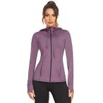 Mokermi Women's Running Jacket Full Zip Athletic Hoodie Lightweight Sportsw